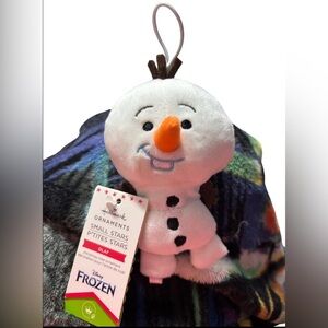 Disney Christmas Ornament Frozen Olaf Snowman Hallmark Plush Doll Small Stars 5"